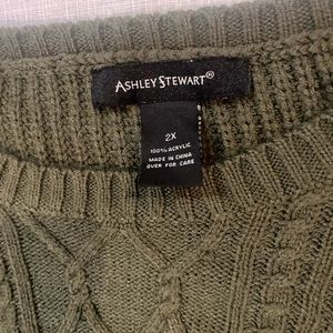 Ashley stewart fringe sweater dark green